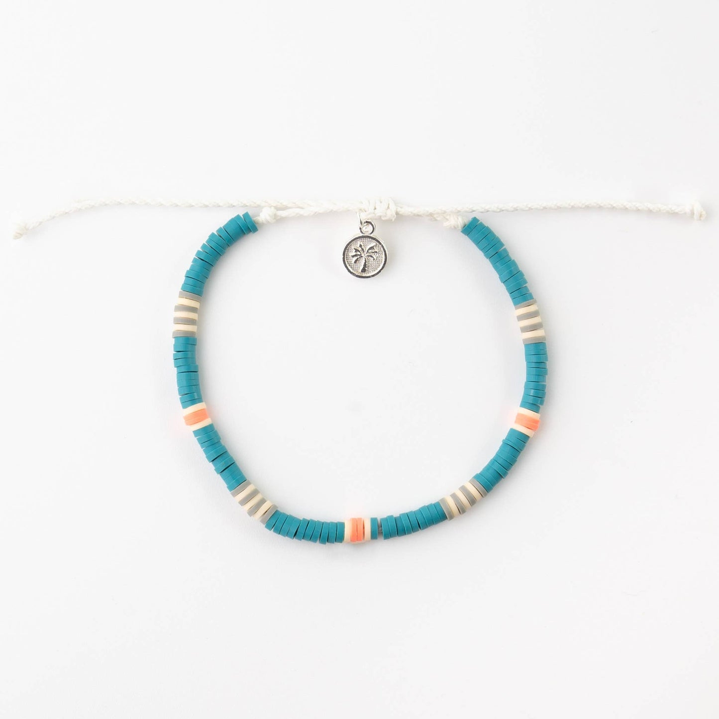 Malabar Clay Beaded Anklet in Deep Teal