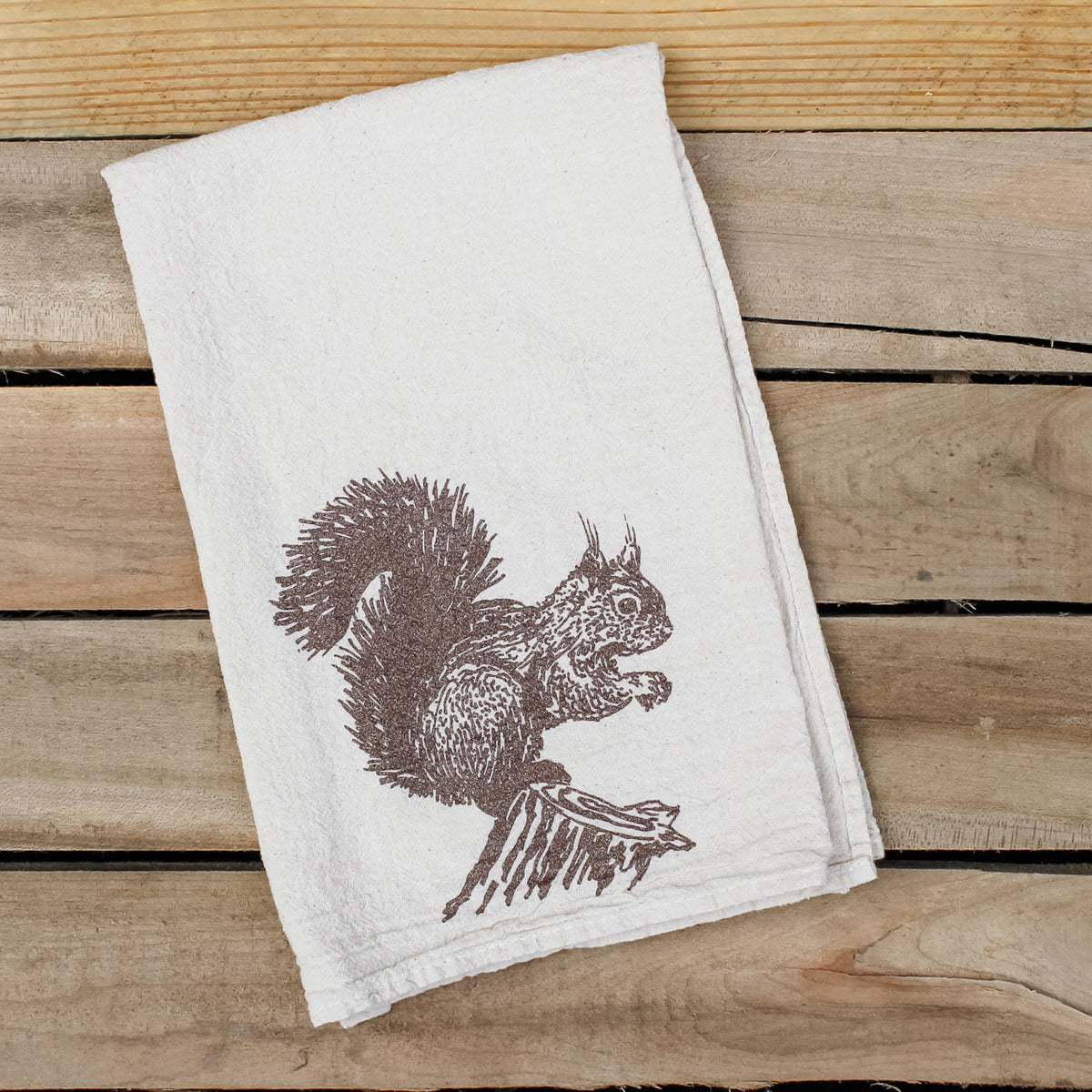 Red Squirrel Tea Towel cinder + salt