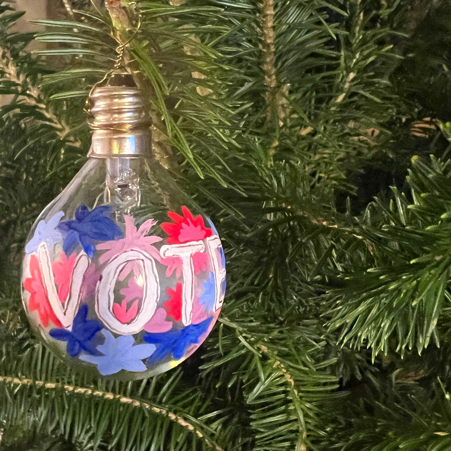 VOTE Upcycled Lightbulb Ornament