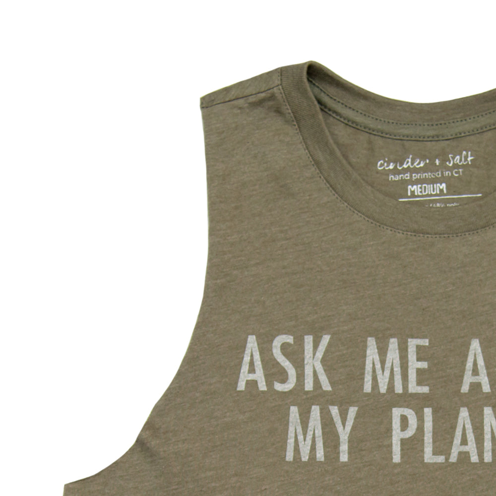 Ask Me About My Plants Crop Racerback