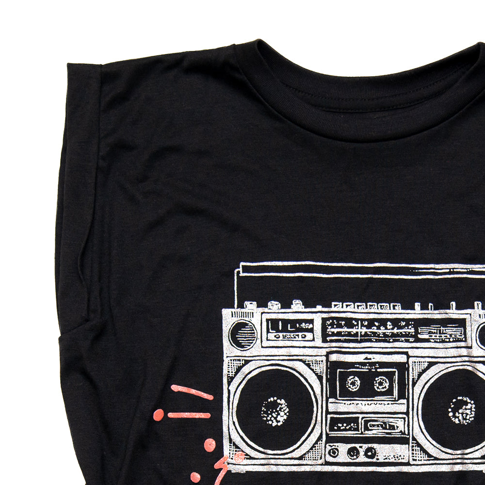 Boom Box Rolled Sleeve Muscle Tee