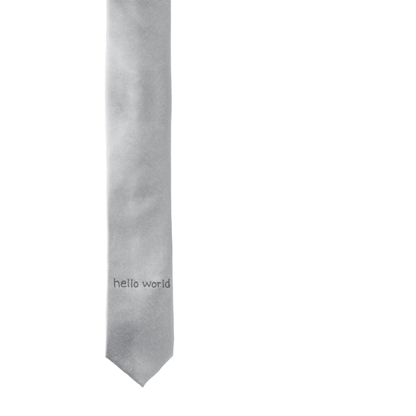 Hello World Skinny Tie - Grey