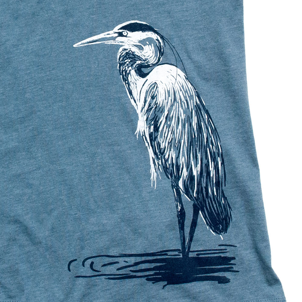 Great Blue Heron Ladies V-Neck Tee