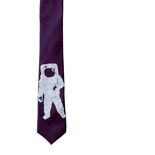 Moon Man Skinny Tie - Eggplant Purple
