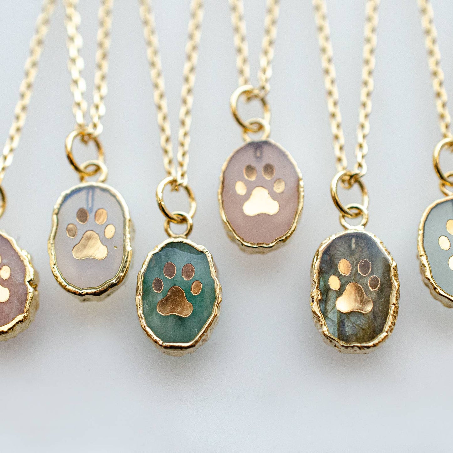 Paw Print Gemstone Necklace