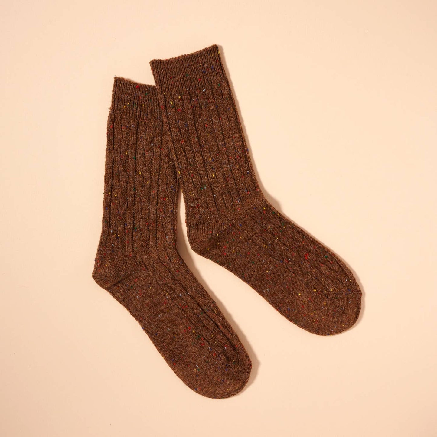 Speckle Cable Knit Socks in Chocolate