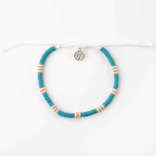 Malabar Clay Beaded Anklet in Deep Teal