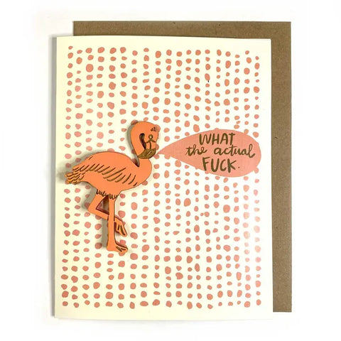 What the Actual Flamingo Card with Magnet