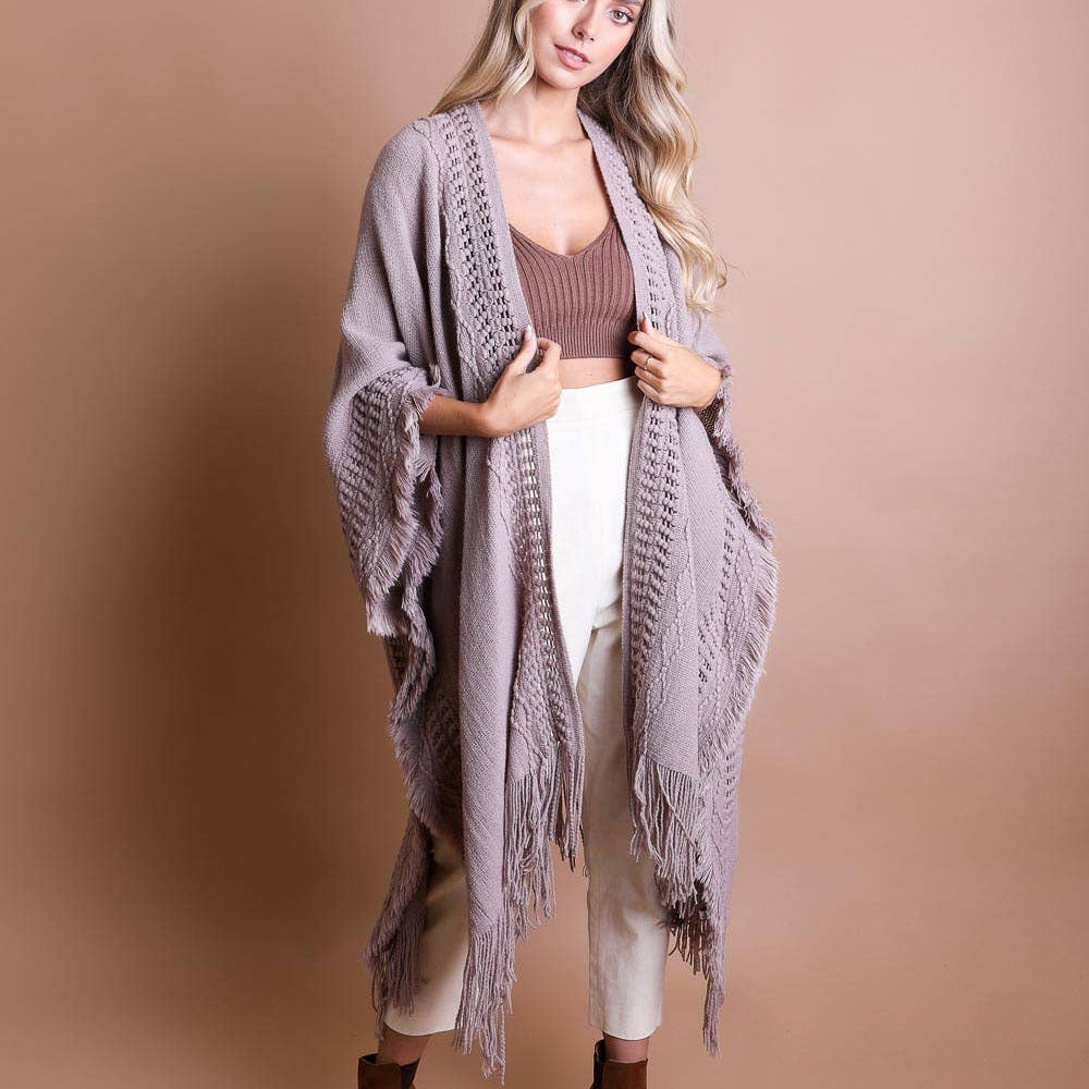 Warm Gray Bohemian Ruana