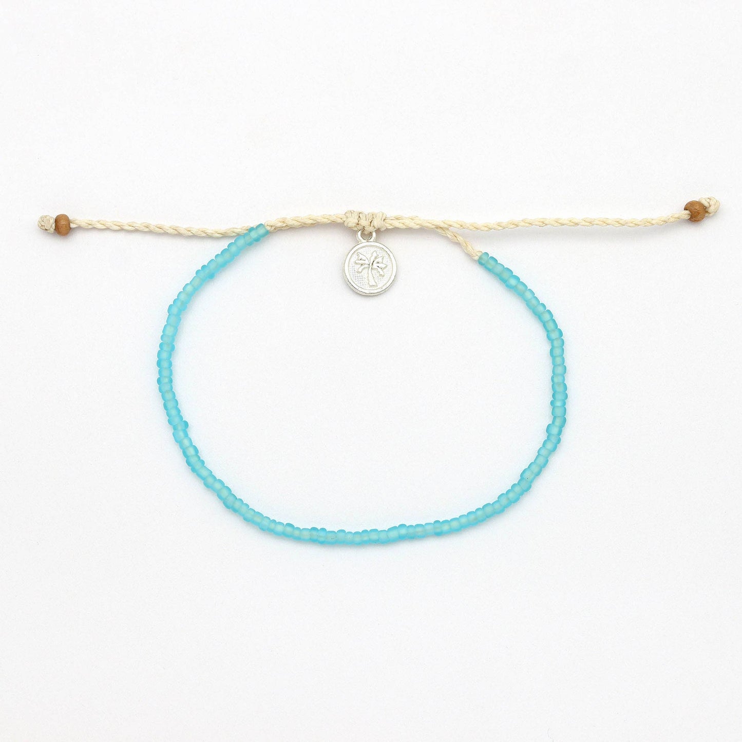 Ka'anapali Frosted Glass Beaded Anklet in Aqua