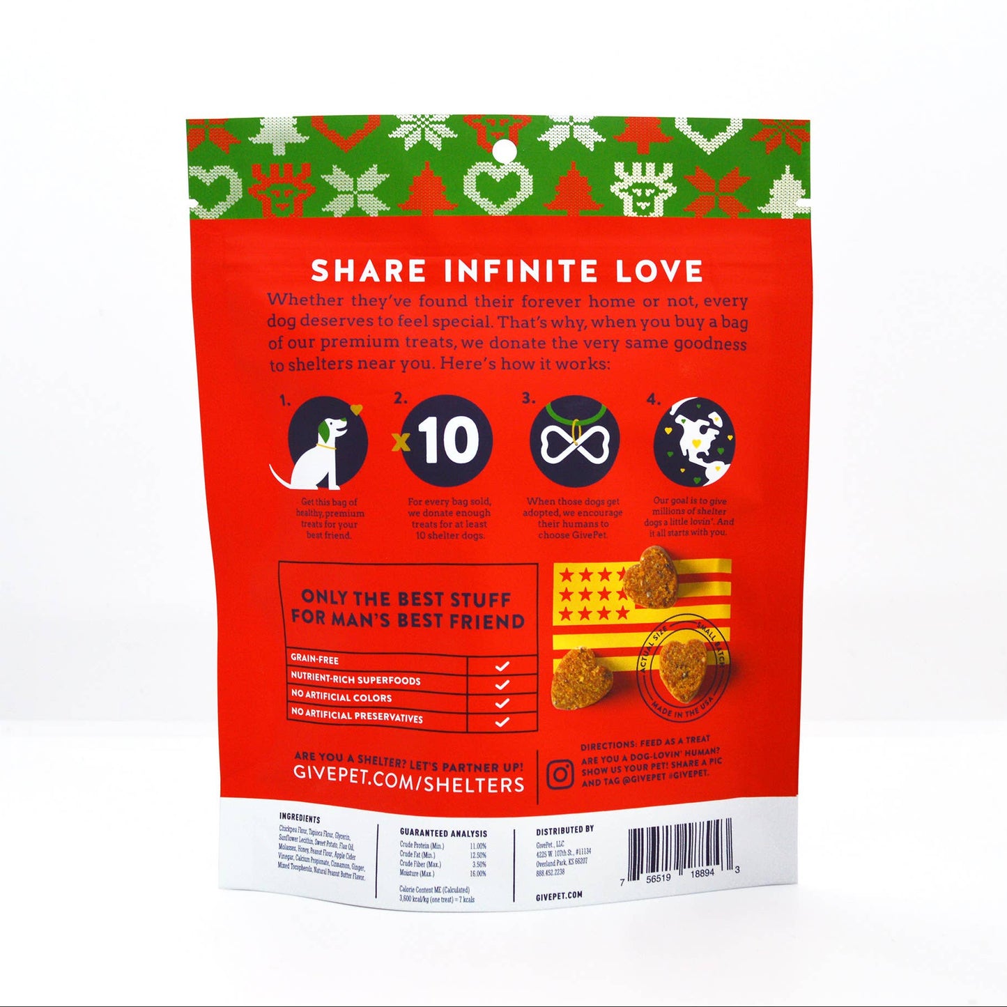 GivePet Pugly Sweater Party Holiday Dog Treat