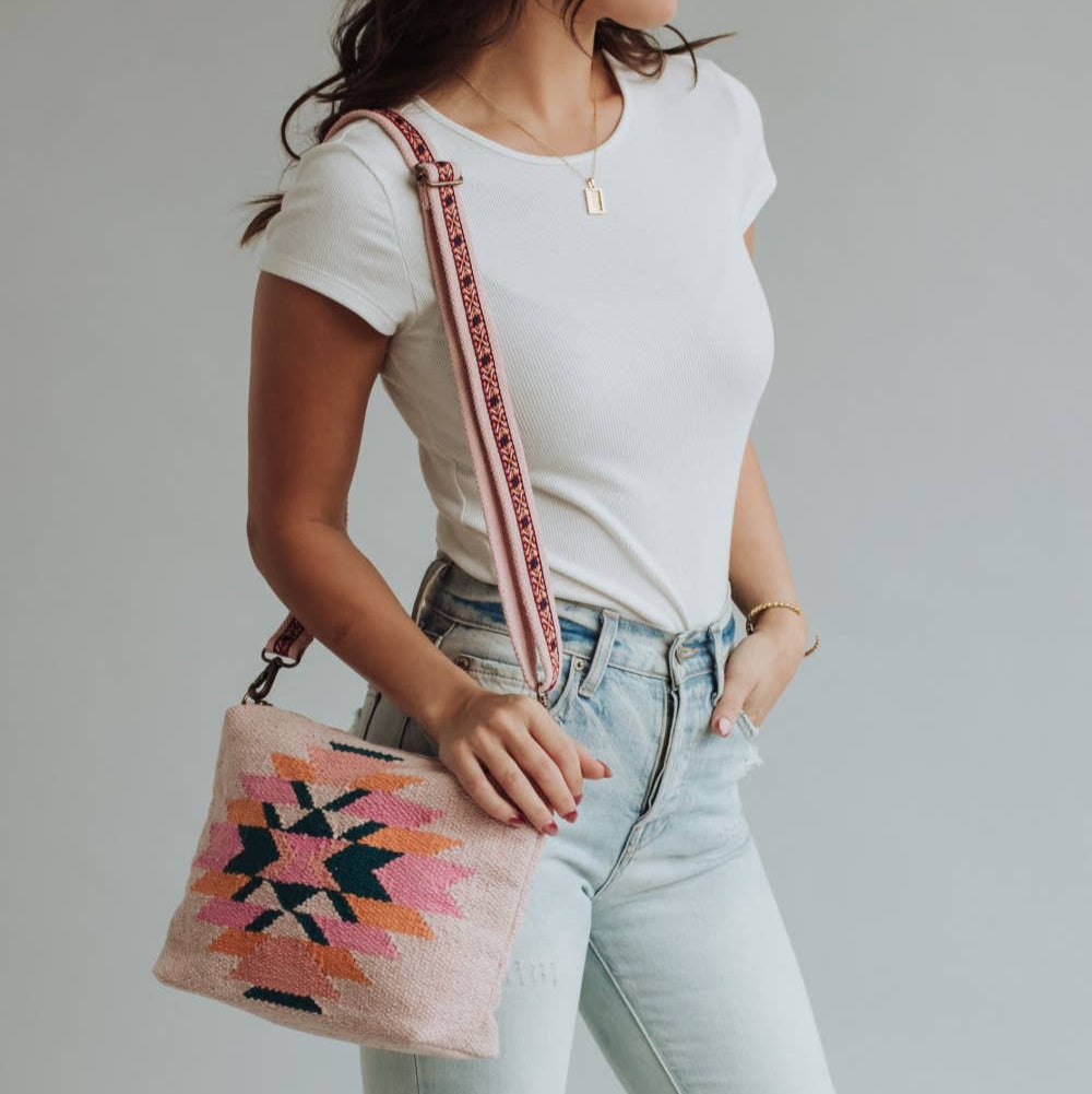 Pink, Teal & Orange Aztec Crossbody