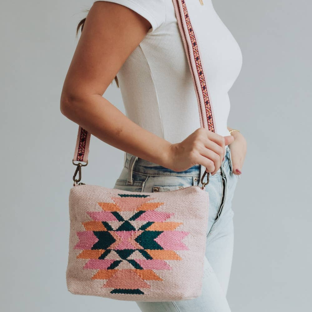 Pink, Teal & Orange Aztec Crossbody