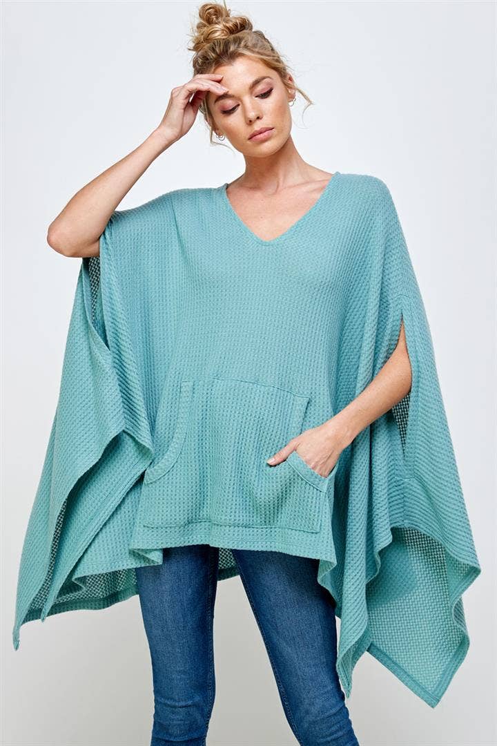 Aqua Waffle Knit Shawl