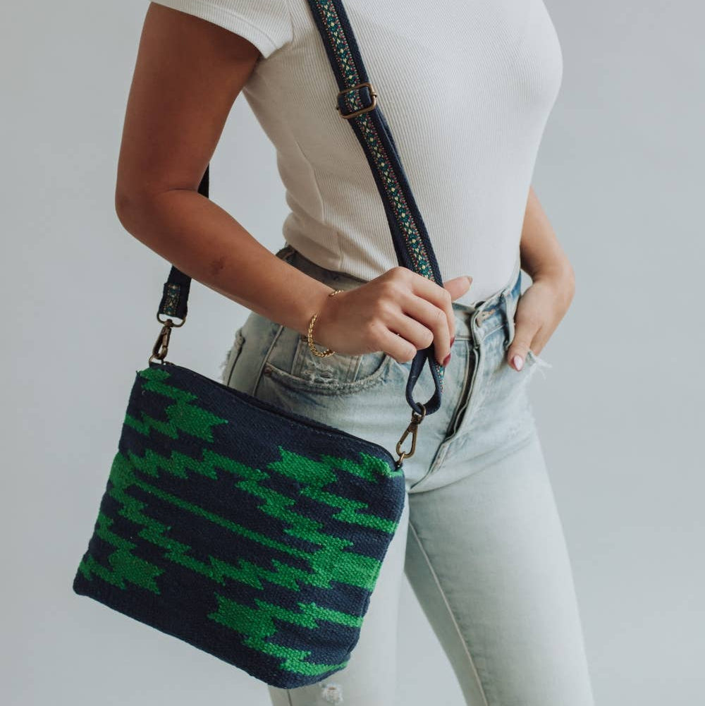 Navy & Green Aztec Crossbody
