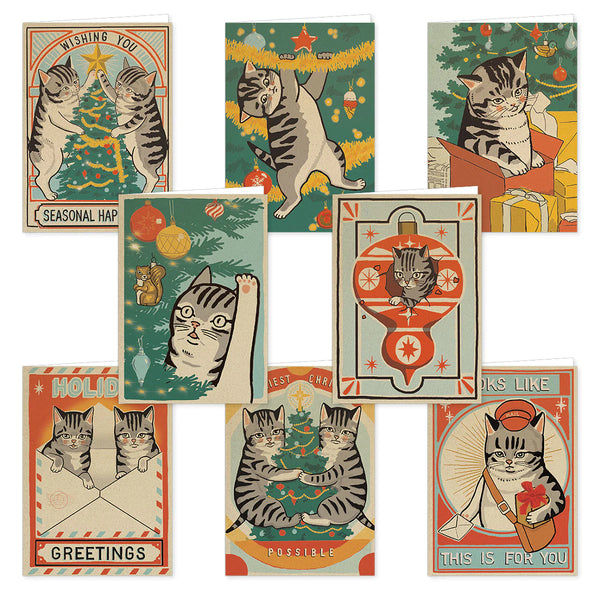 Vintage Cats Holiday Card - Set of 8