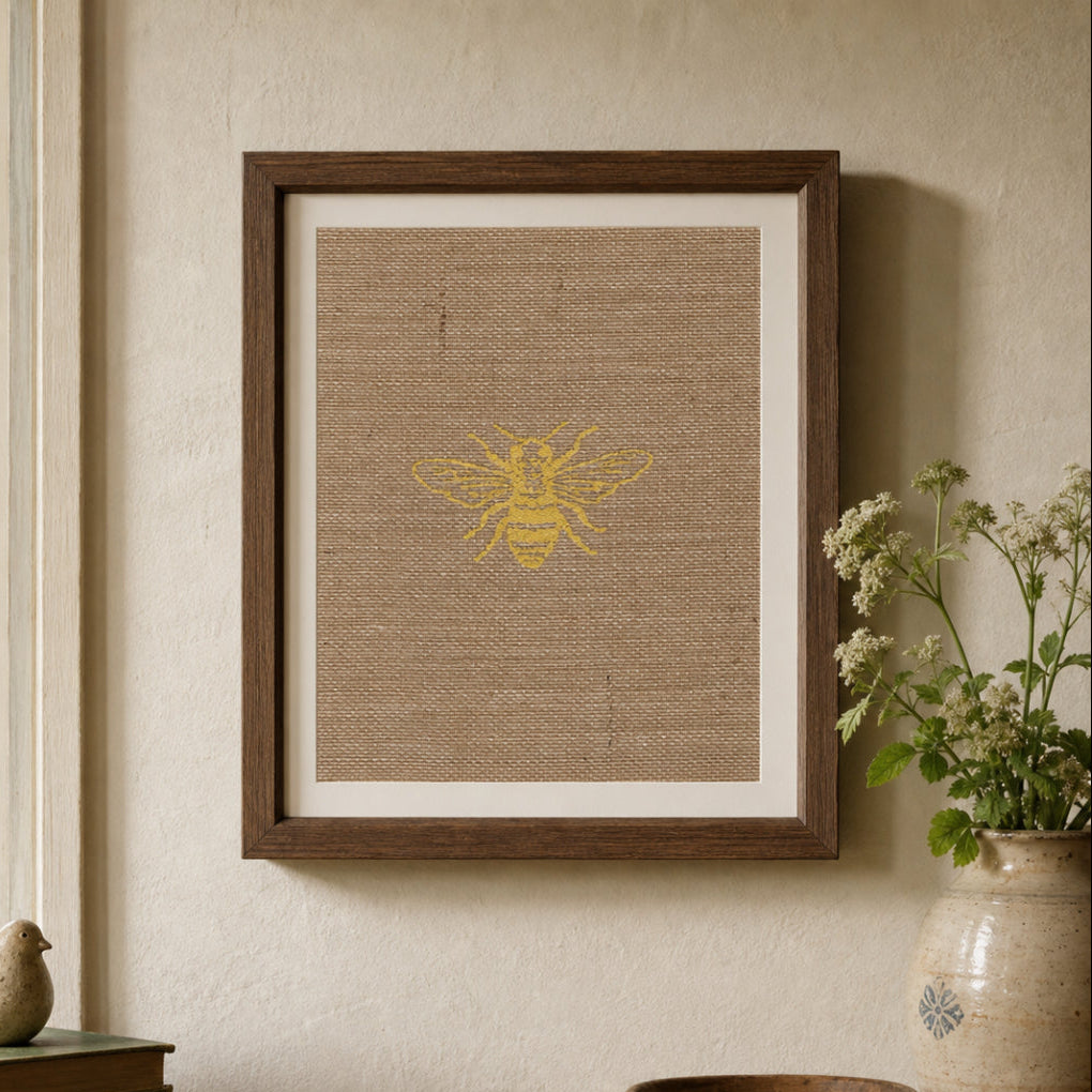 Honey Bee 8x10 Burlap Art Print
