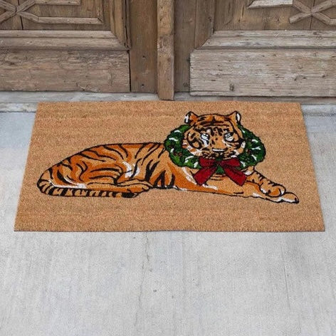 Christmas Wreath Tiger Doormat