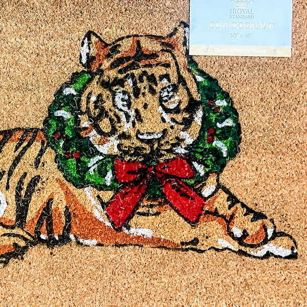 Christmas Wreath Tiger Doormat