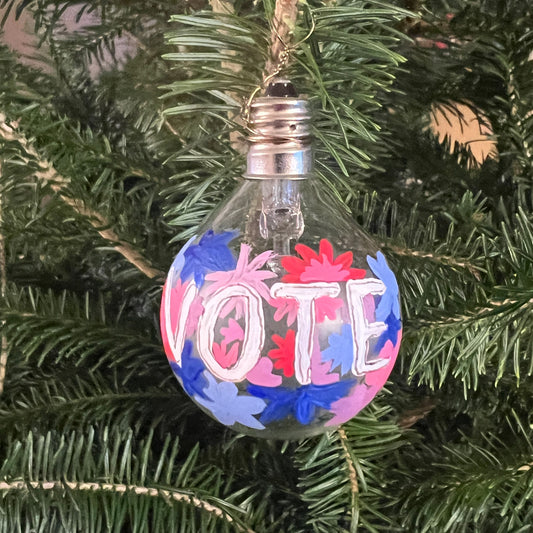 VOTE Upcycled Lightbulb Ornament