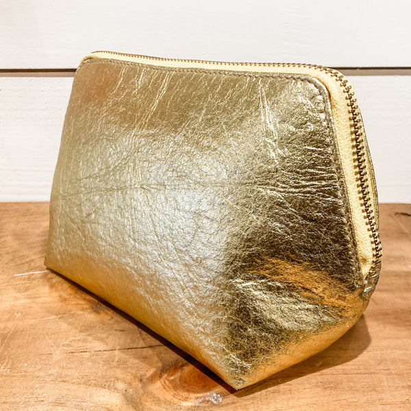 Gold Recycled Leather Pouch