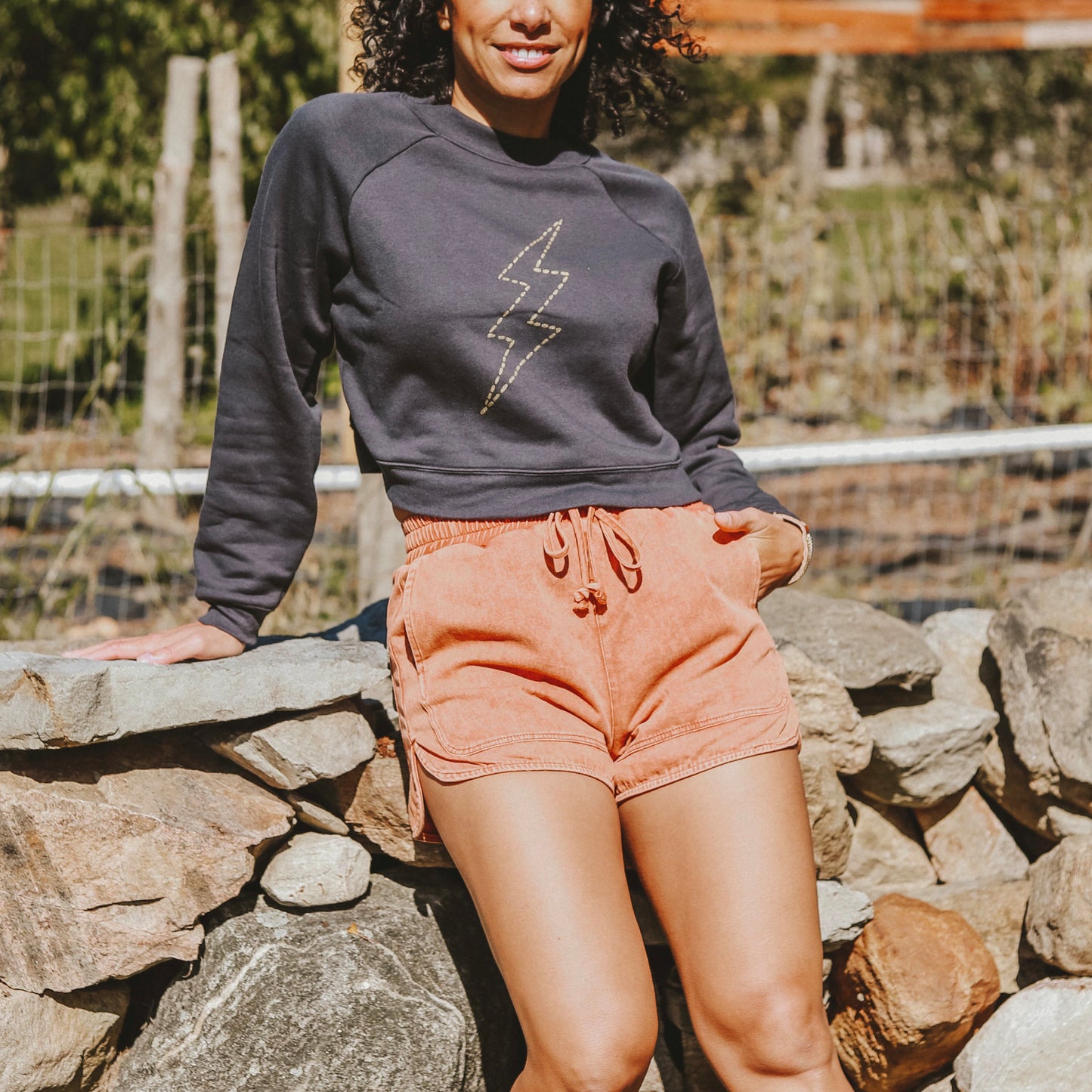 Lightning Bolt Crop Sweatshirt