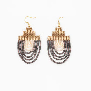 Mayan Pyramid Earrings in Gold Neutrals
