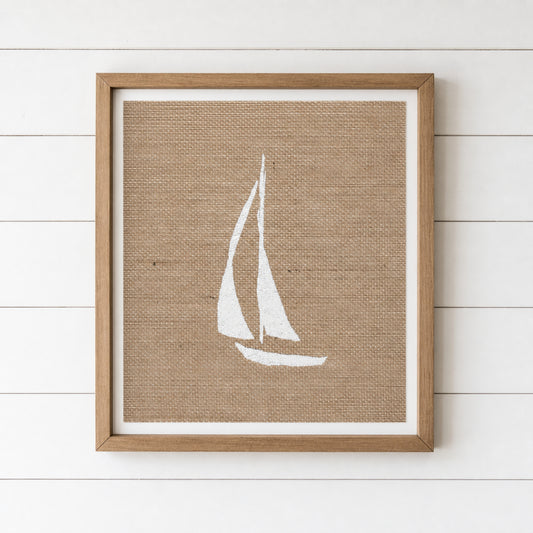 Sailboat 8x10 Burlap Art Print
