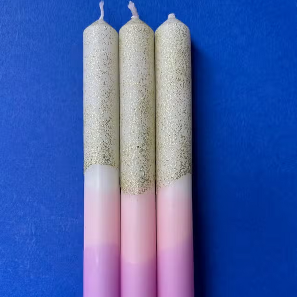 Frosted Petals Dip Dye Candles