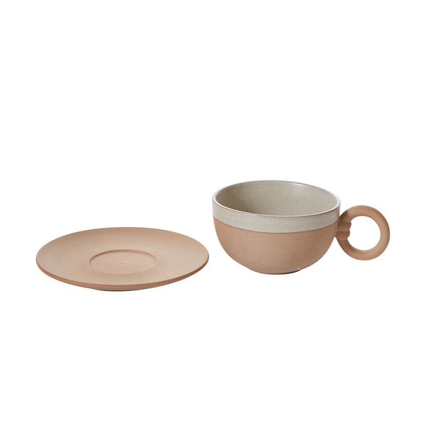 Two-Tone Ceramic Mug With Saucer