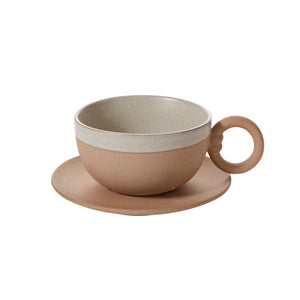 Two-Tone Ceramic Mug With Saucer