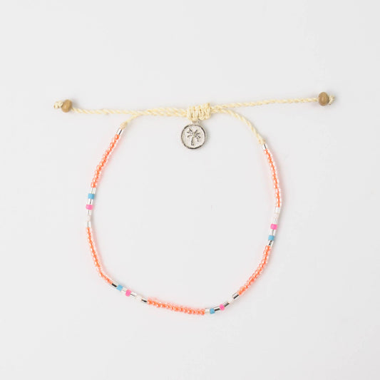 Nusa Dainty Beaded Anklet in Peach