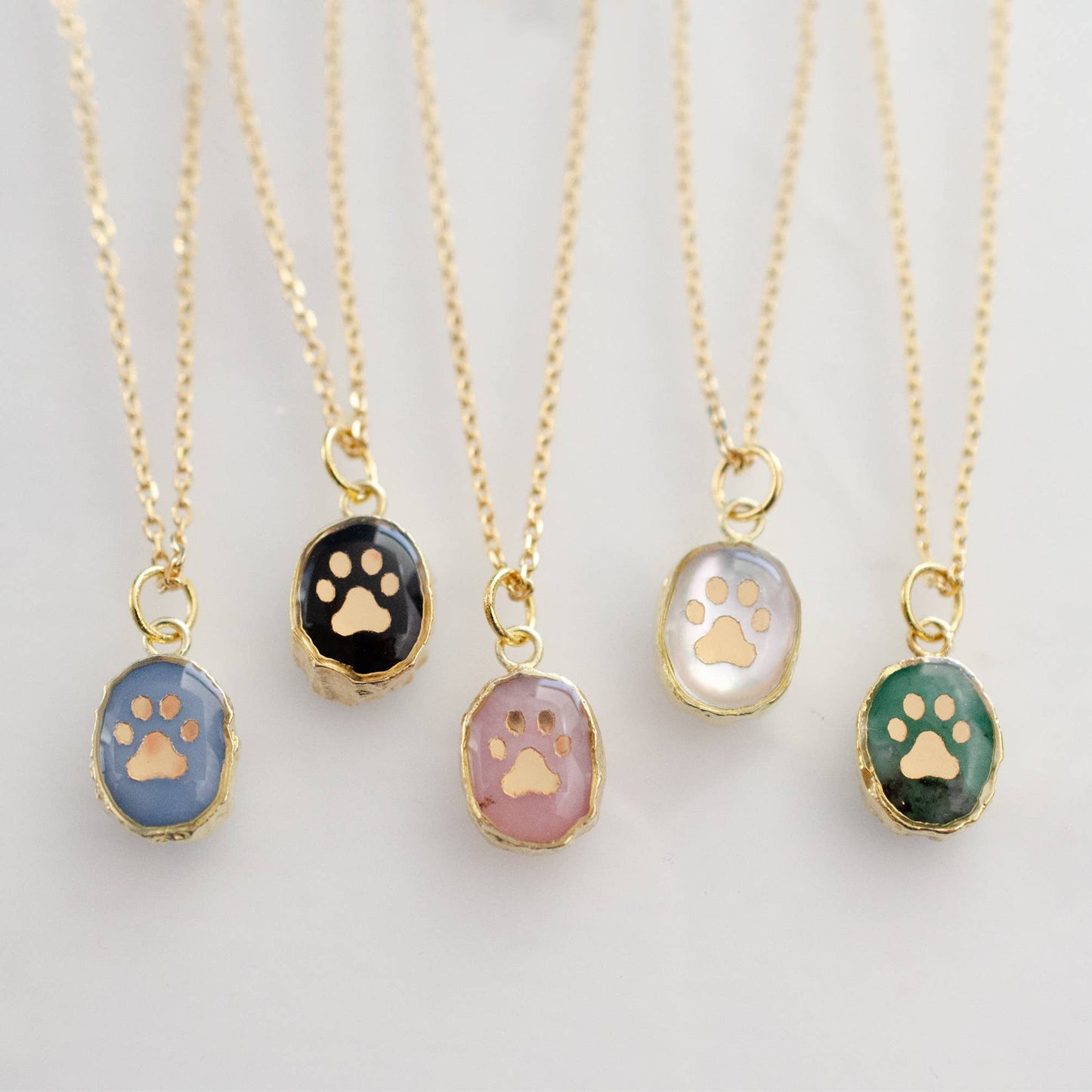 Paw Print Gemstone Necklace