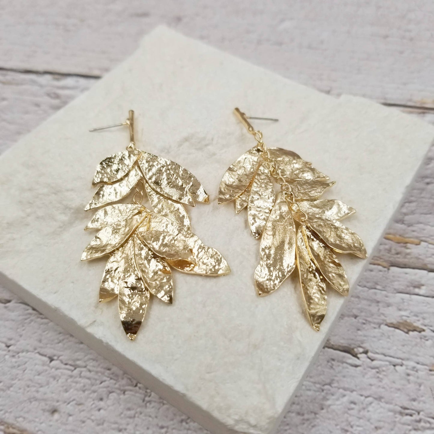 Layered Gold Leaf Earrings