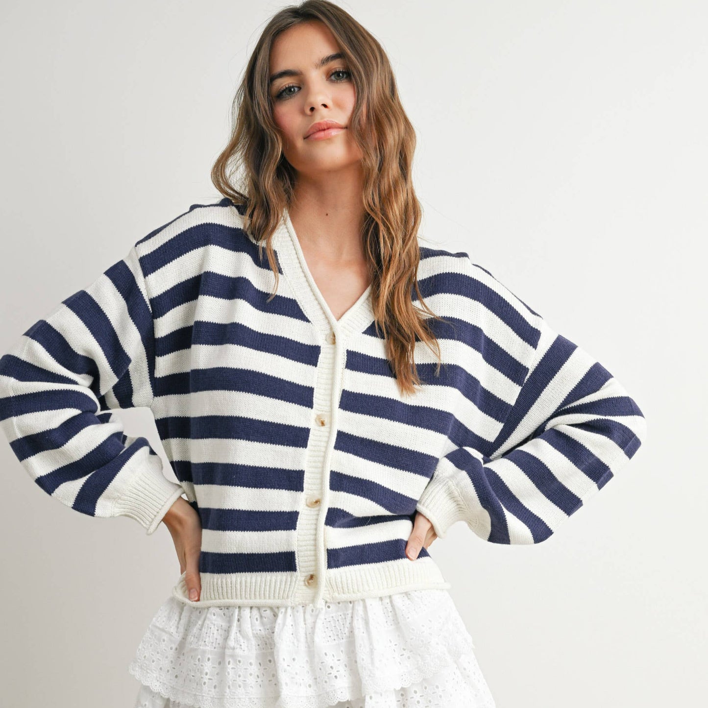 Navy & White Coastal Cardigan