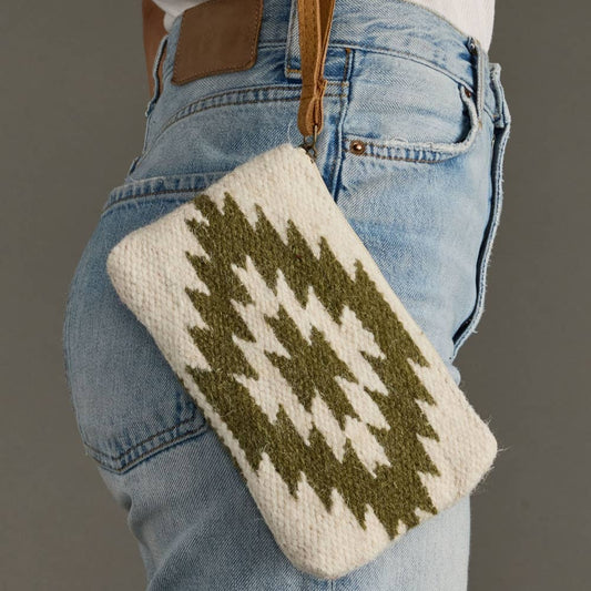 Cream & Olive Western Wristlet