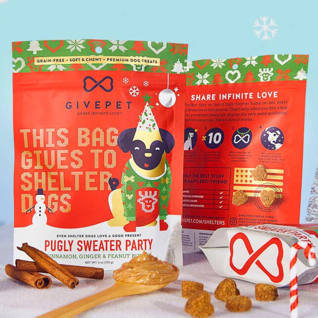 GivePet Pugly Sweater Party Holiday Dog Treat