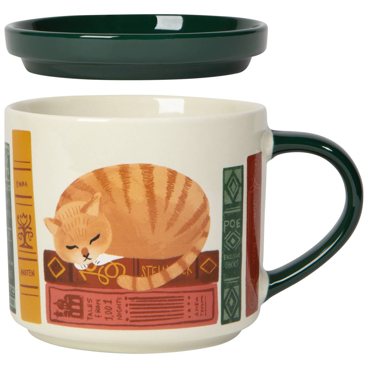 Cat Book Club Mug with Lid