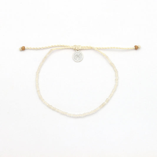Ka'anapali Frosted Glass Beaded Anklet in White