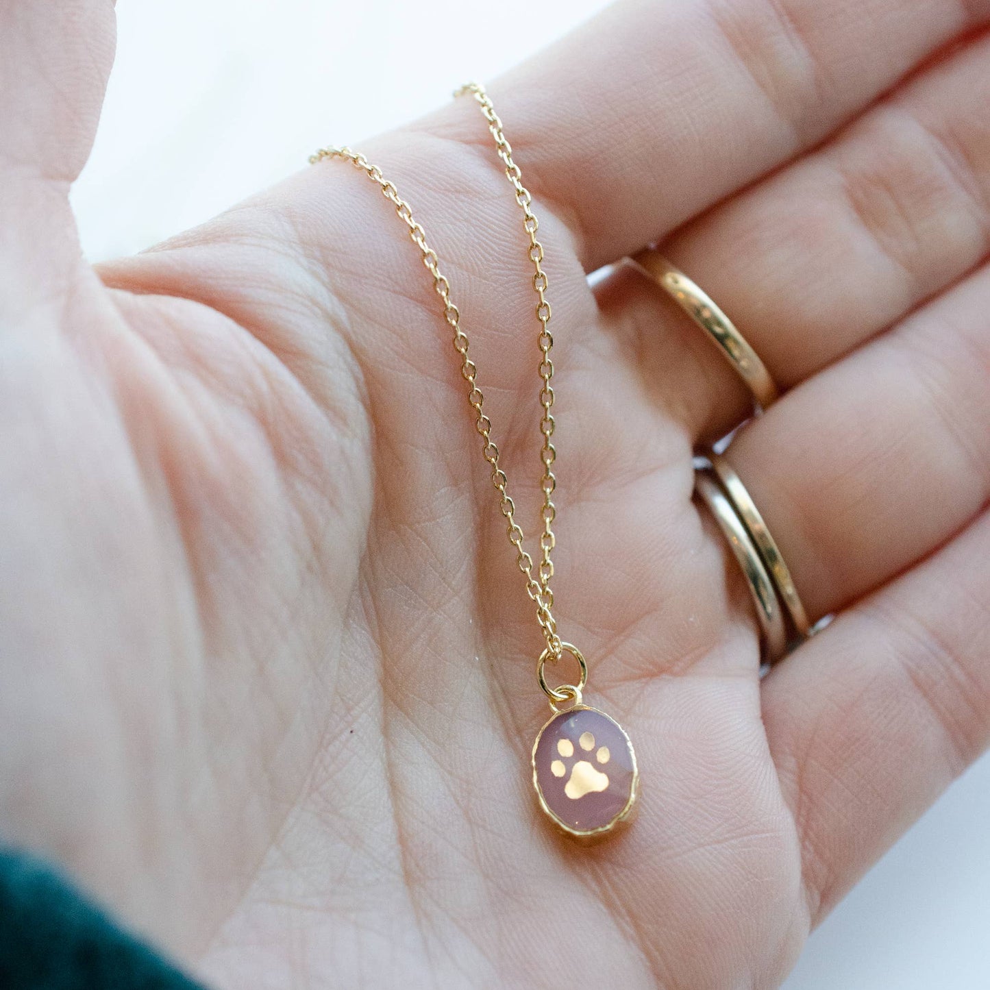 Paw Print Gemstone Necklace