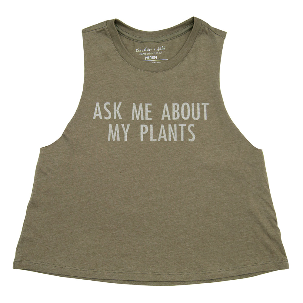 Ask Me About My Plants Crop Racerback