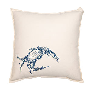 Crab Canvas Pillow - Blue