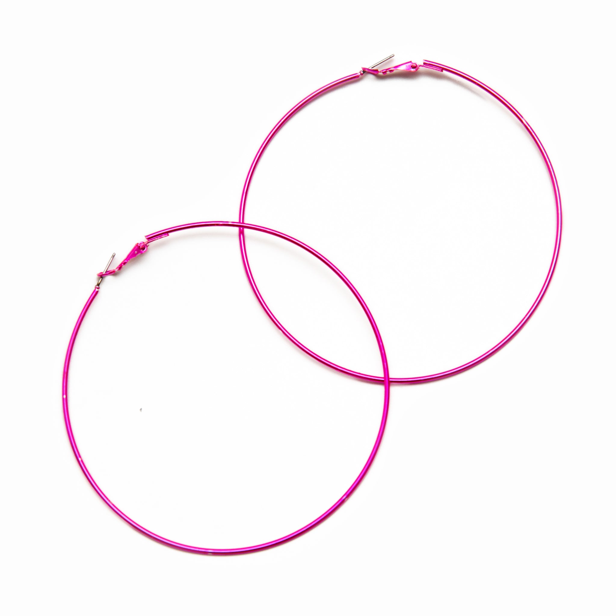 Neon Pink Giant Hoop Earrings