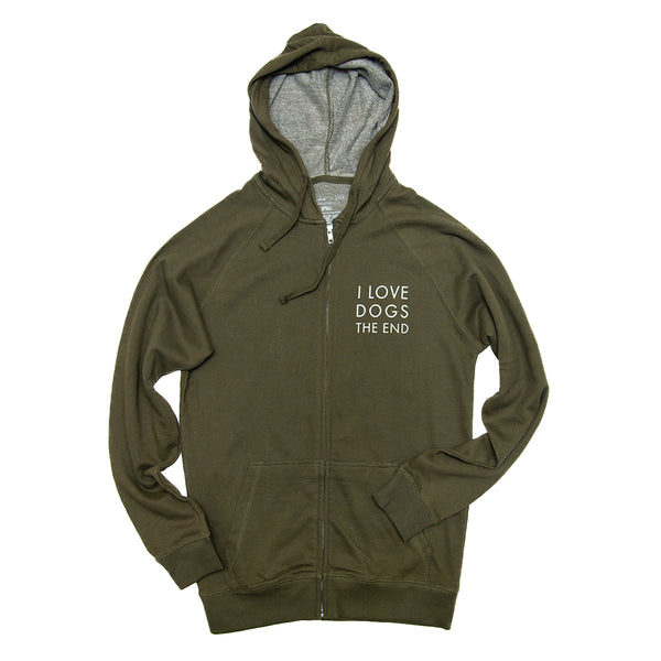 I Love Dogs French Terry Zip Hood