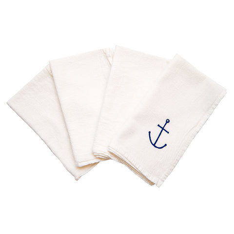Anchor Cloth Napkins - Set of 4 in white