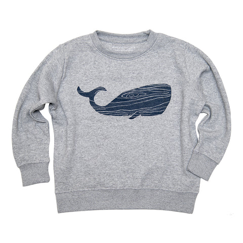 Wood Grain Whale Kids Sweatshirt
