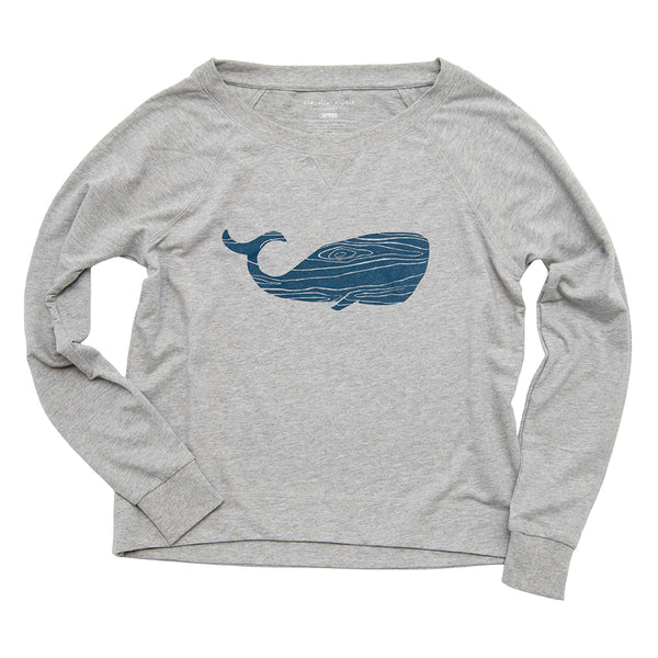 Woodgrain Whale Ladies Pullover Slouchy