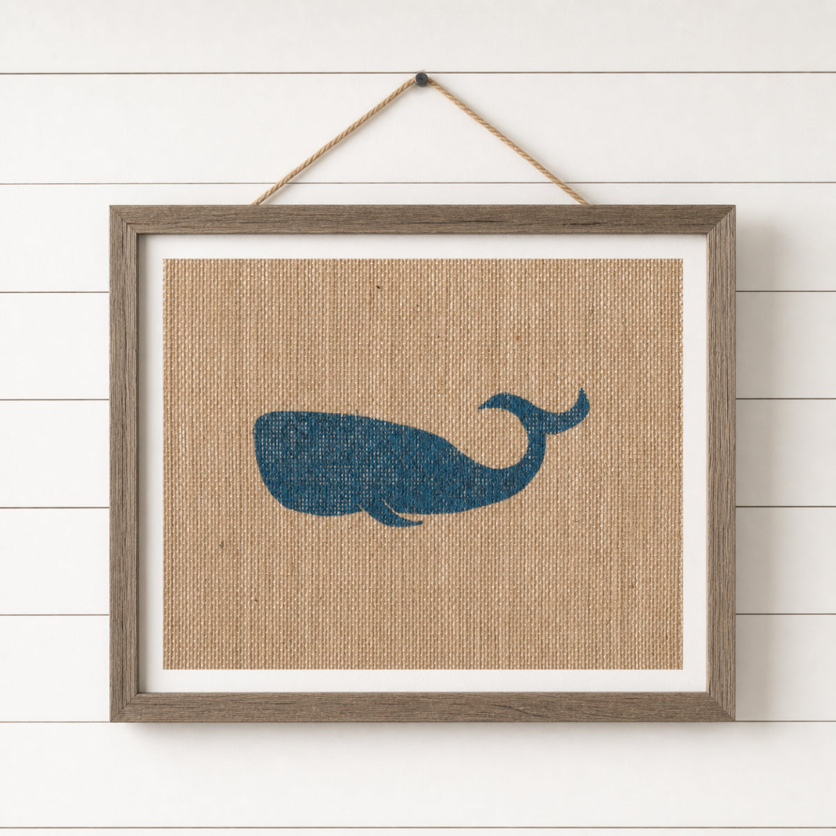 Whale 8x10 Burlap Art Print
