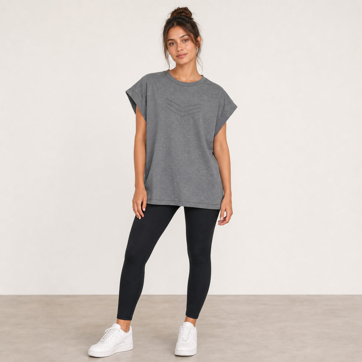 Beaded Chevron Drop Shoulder Tee