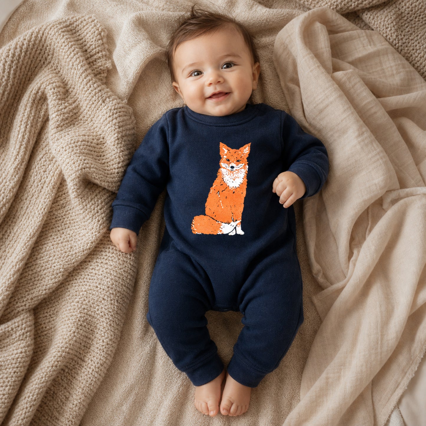 Red Fox Fleece Romper